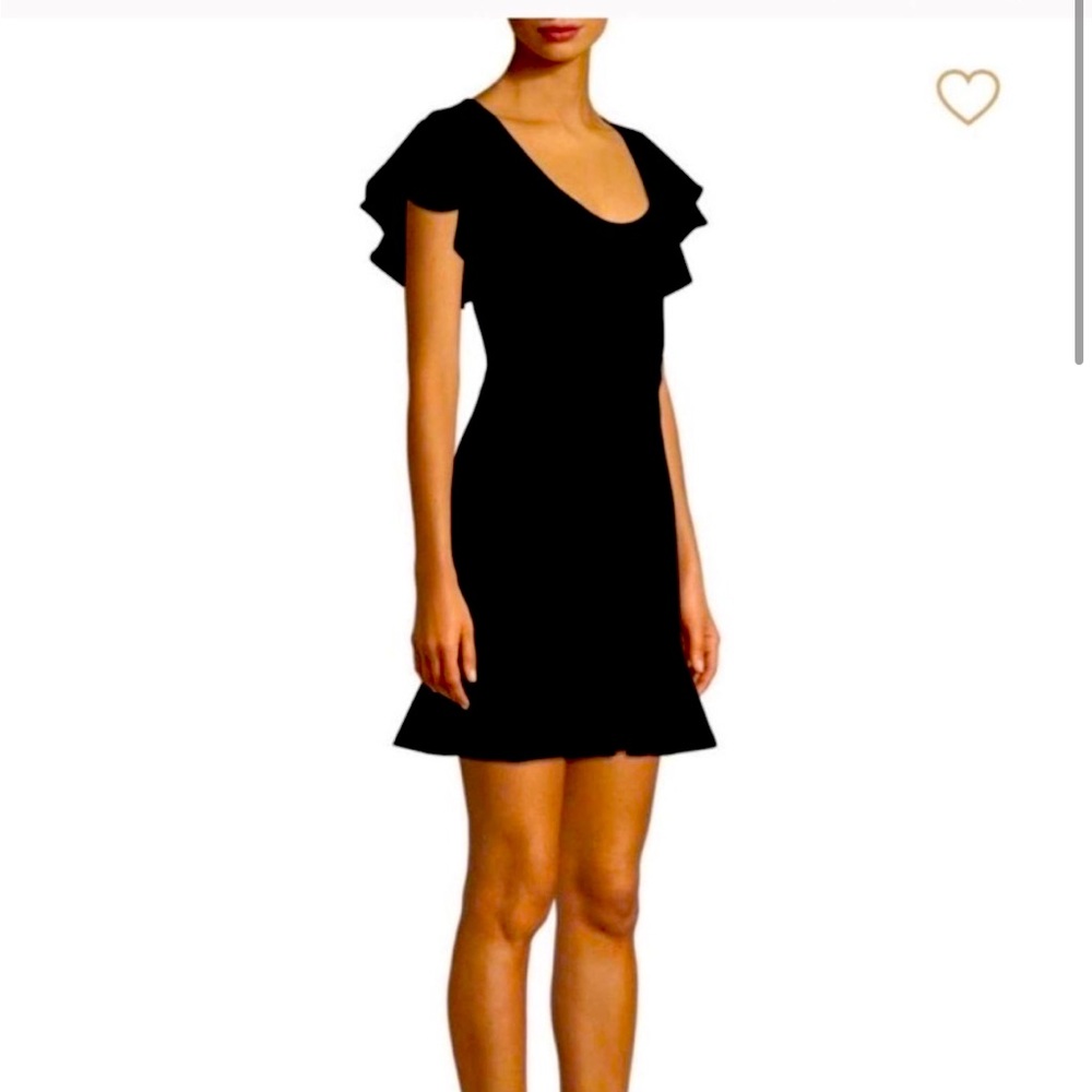 Black Halo Ruffle Sleeve A Line Dress Black Ruffle Hem Knee Length Size 8